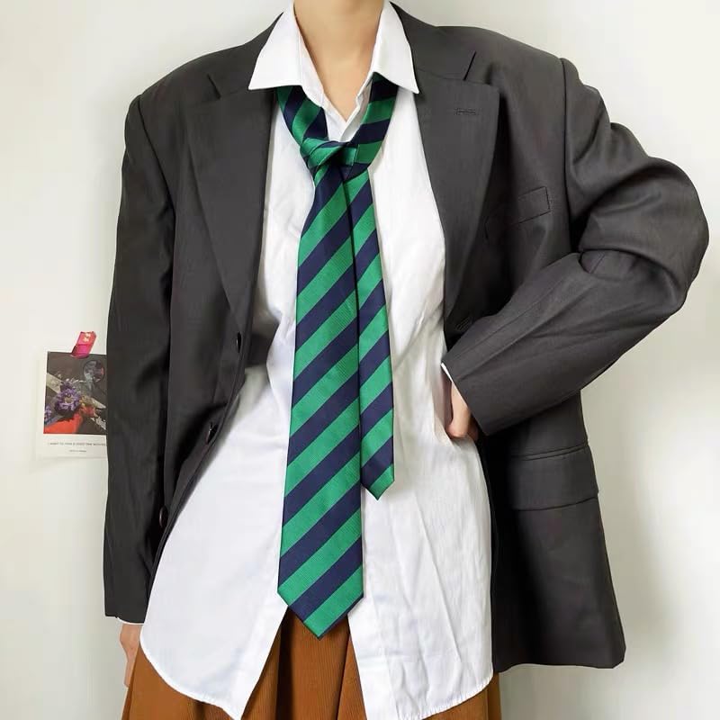 Sdopbinbin Black And White Red Striped Tie Green Blue And Black Necktie Halloween Ties for Male Cosplay Wedding Tie for Men - Image 1
